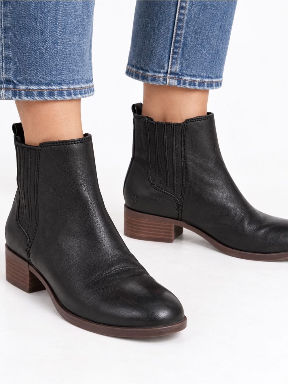 Lucky Brand Pelerton Black Leather Chelsea Ankle Boots 8M